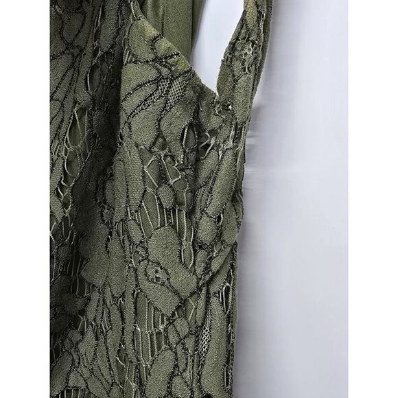 Keepsake the Label Dress Womens Medium Green Porcelain Lace Mock Neck Mini - Picture 9 of 12